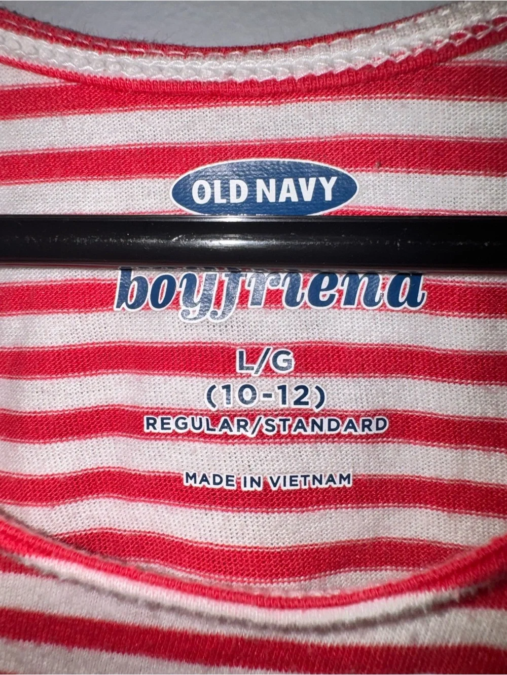 Old Navy Red and White Striped Scoop Tank with Pocket